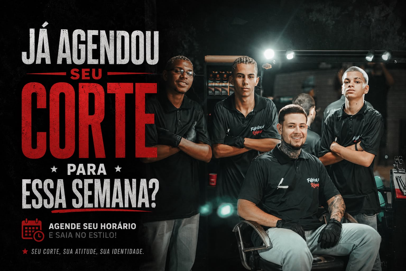 Equipe da Fábrica de Réguas convidando para agendar o corte da semana